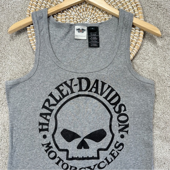 Harley Davidson Motorcycles Women’s Ribbed Ultra Classic Skull Tank Top Gray XL - Picture 5 of 10